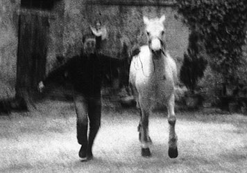 Virginio nel cortile della vecchia casa del nonno